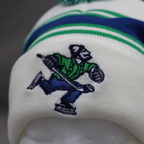 Abbotsford Cancuks Toque - Team Logo on White - Adult Stretch Fit - Picture 2 of 7